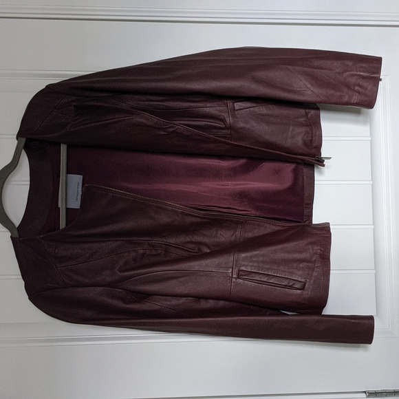 Classiques Entier large leather jacket in deep plum - Picture 1 of 6